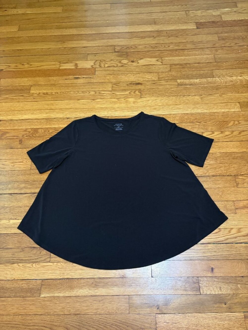 Chico's Womens The Ultimate Tee Size 3 (US XL) Black Stretch Short Sleeve Tunic